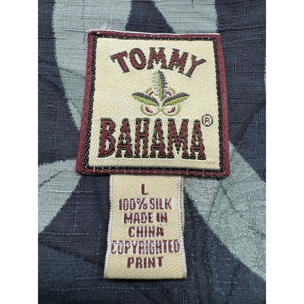 Tommy Bahama Hawaiian Shirt Men's L Black Green Coconut Button Up Floral Silk - Picture 3 of 4